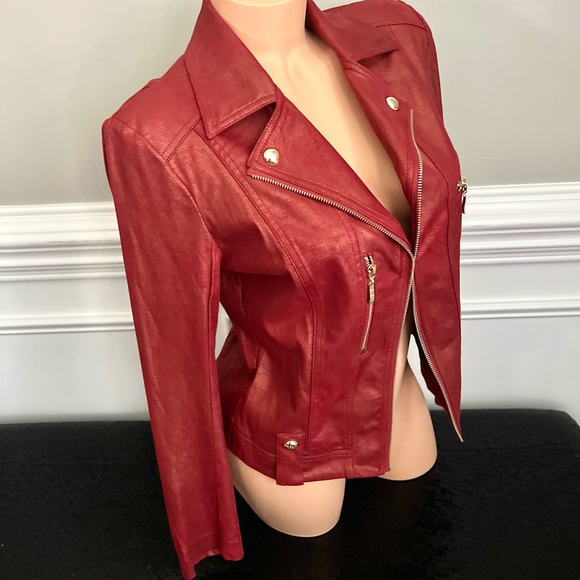 NWOT | Women’s✨Insight New York✨Liquid Cherry Metallic Moto Jacket - Picture 10 of 16